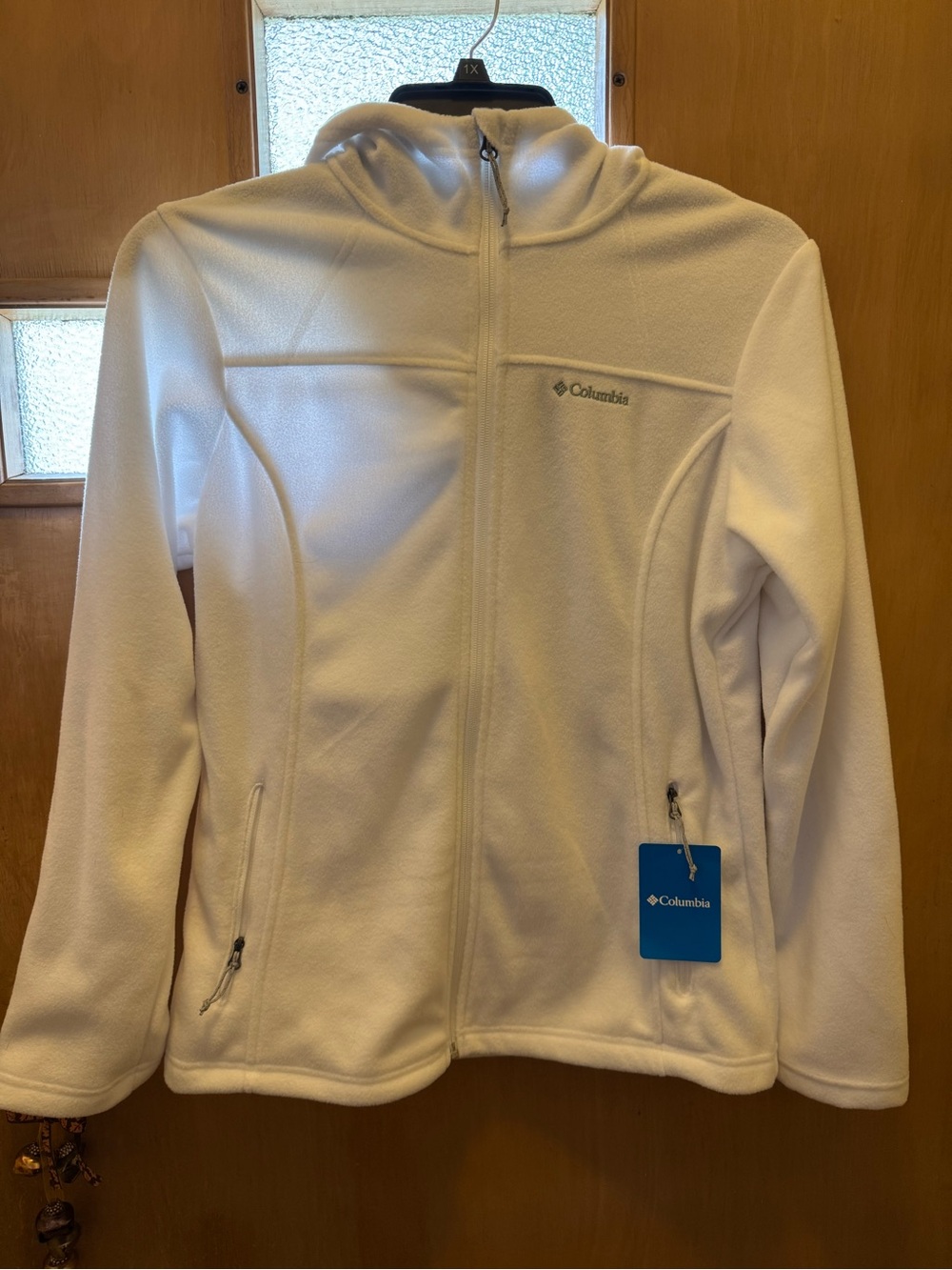 NWT Columbia Fleece Falls Full Zip Hoodie Jacket White Womens Size L Large